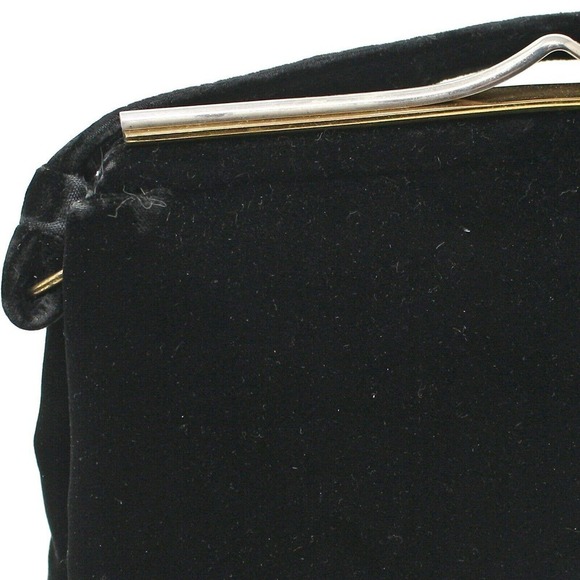 Vintage Black Velvet Cocktail Purse Handbag Lush Feel w Satin Lining - Hey Viv - Picture 5 of 6